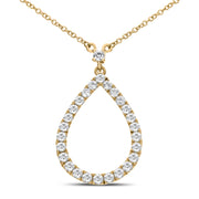 18K Yellow Gold Diamond Teardrop Necklace